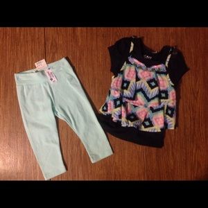 Justice Teal Leggings and top NWT 55.00 5T